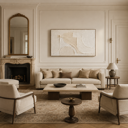 Ivory Geometric Relief Painting #Kiss 114