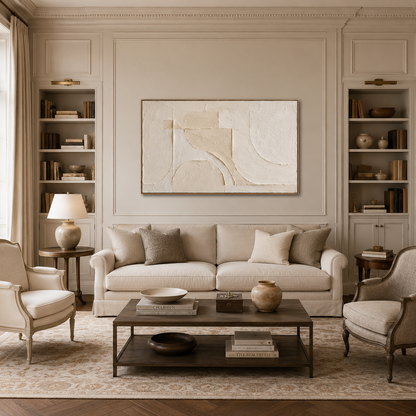 Ivory Geometric Relief Painting #Kiss 114