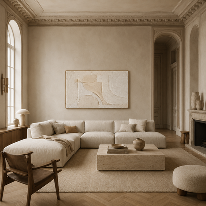 Ivory Geometric Relief Painting #Kiss 114