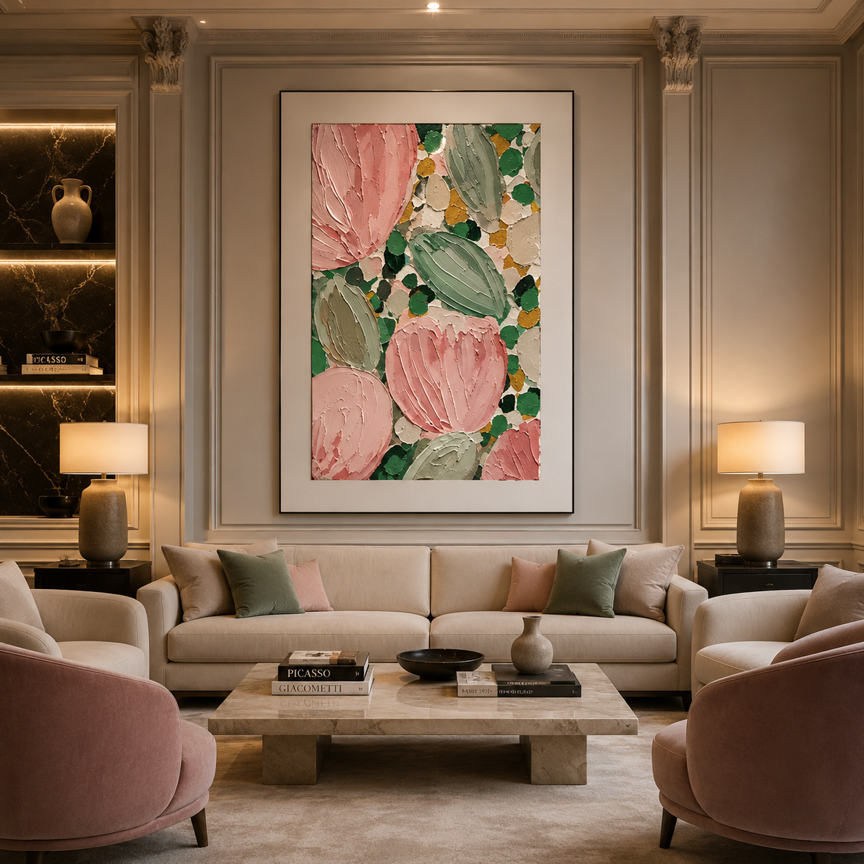Pink Botanical Relief Painting #Kiss 118