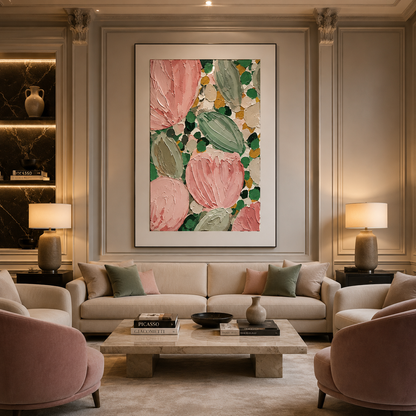 Pink Botanical Relief Painting #Kiss 118