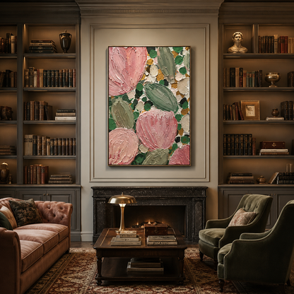 Pink Botanical Relief Painting #Kiss 118
