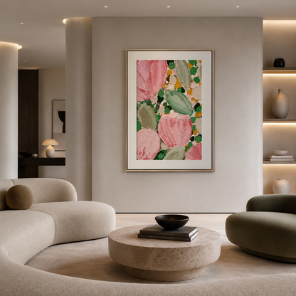 Pink Botanical Relief Painting #Kiss 118