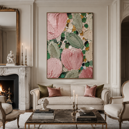 Pink Botanical Relief Painting #Kiss 118