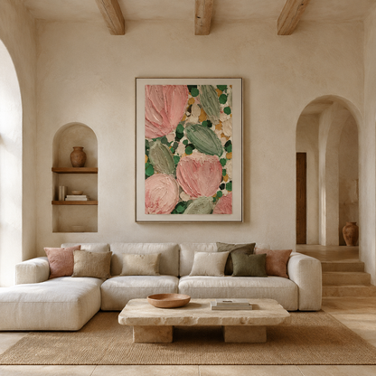 Pink Botanical Relief Painting #Kiss 118
