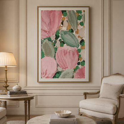 Pink Botanical Relief Painting #Kiss 118