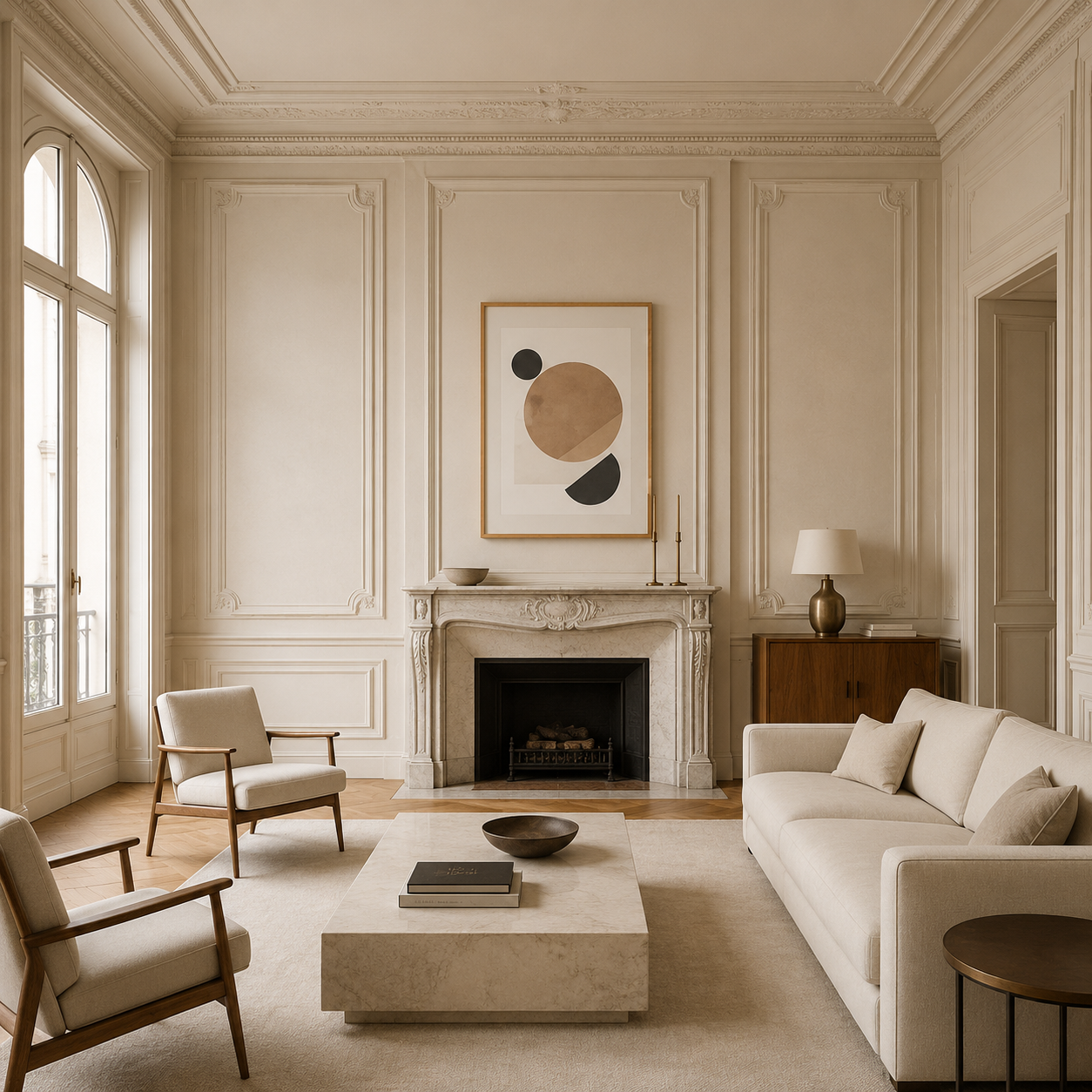 Neutral Geometric Minimalist Painting #Kiss 120