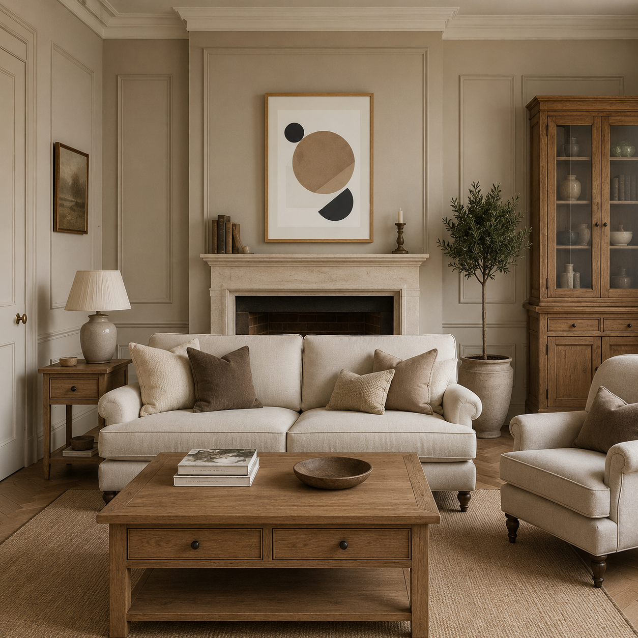 Neutral Geometric Minimalist Painting #Kiss 120