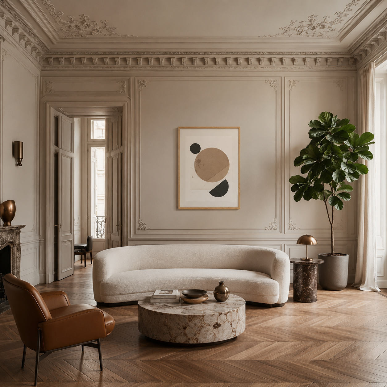 Neutral Geometric Minimalist Painting #Kiss 120