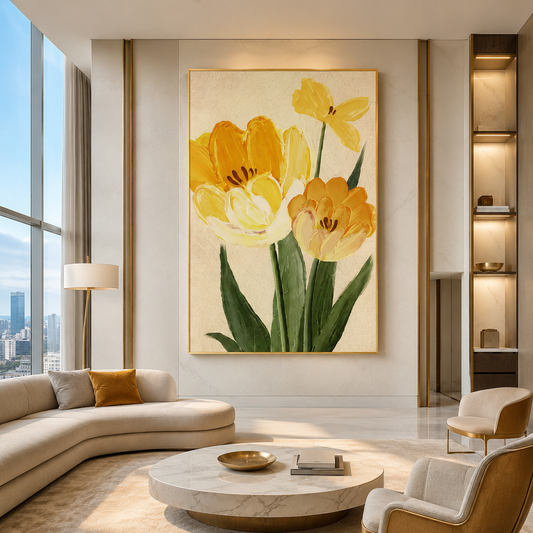 Yellow Tulip Floral Painting #Kiss 121