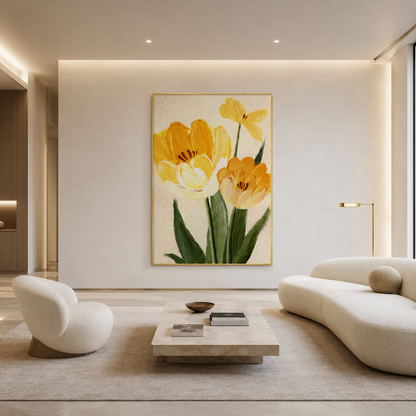 Yellow Tulip Floral Painting #Kiss 121