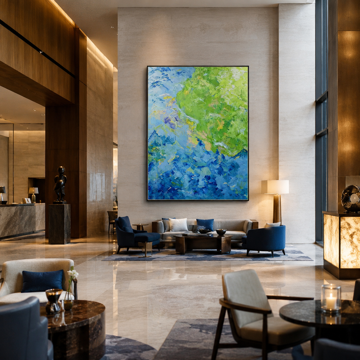 Blue Green Abstract Coastal Painting #Kiss 128