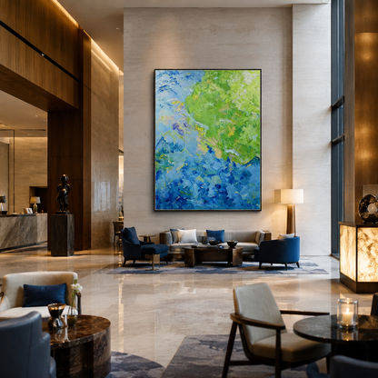 Blue Green Abstract Coastal Painting #Kiss 128