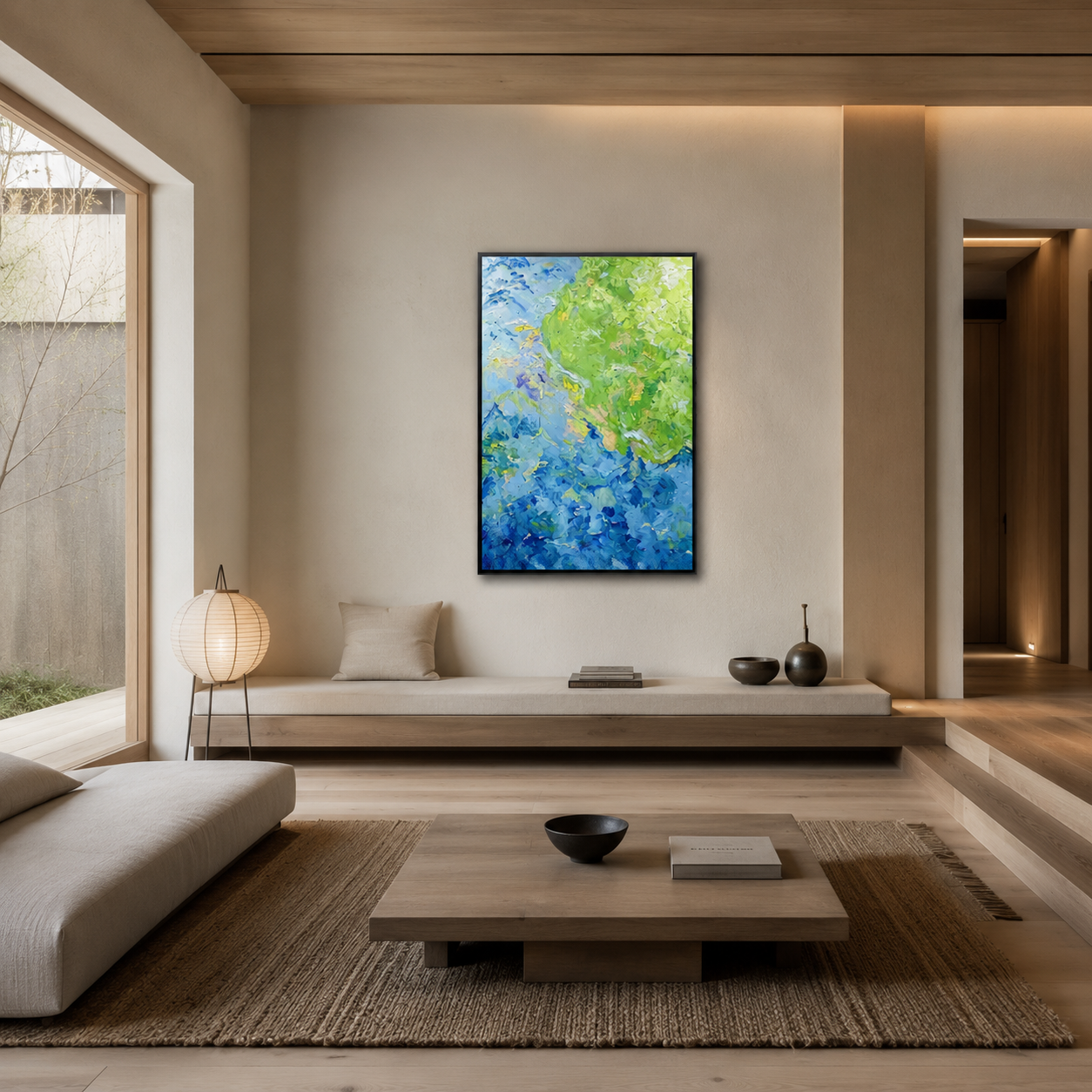 Blue Green Abstract Coastal Painting #Kiss 128