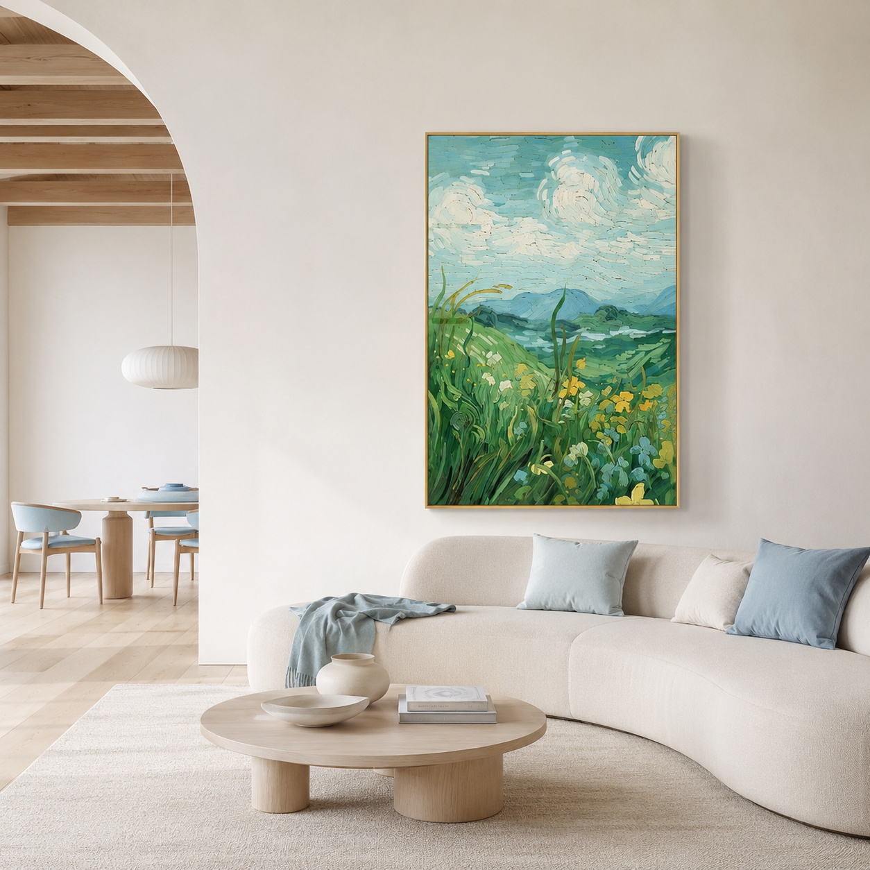 Green Meadow Landscape Painting #Kiss 130