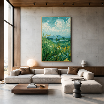 Green Meadow Landscape Painting #Kiss 130