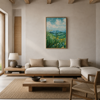 Green Meadow Landscape Painting #Kiss 130