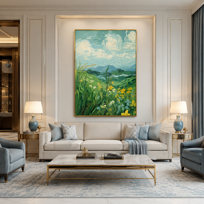 Green Meadow Landscape Painting #Kiss 130