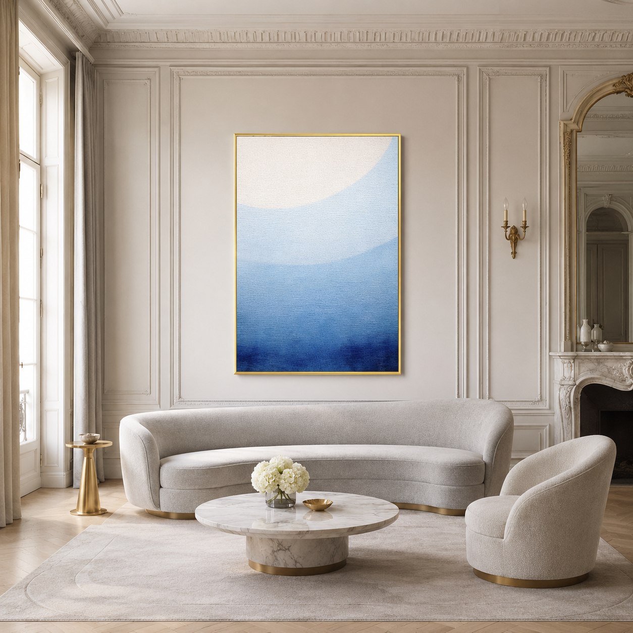 Blue Gradient Minimalist Abstract Painting #Kiss 132