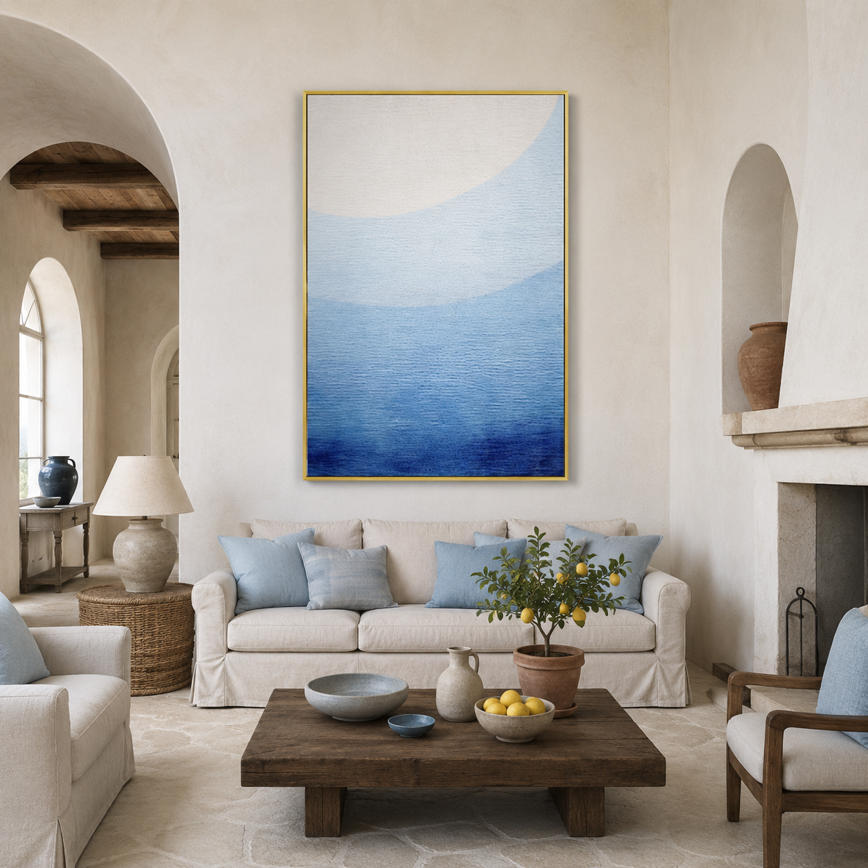 Blue Gradient Minimalist Abstract Painting #Kiss 132