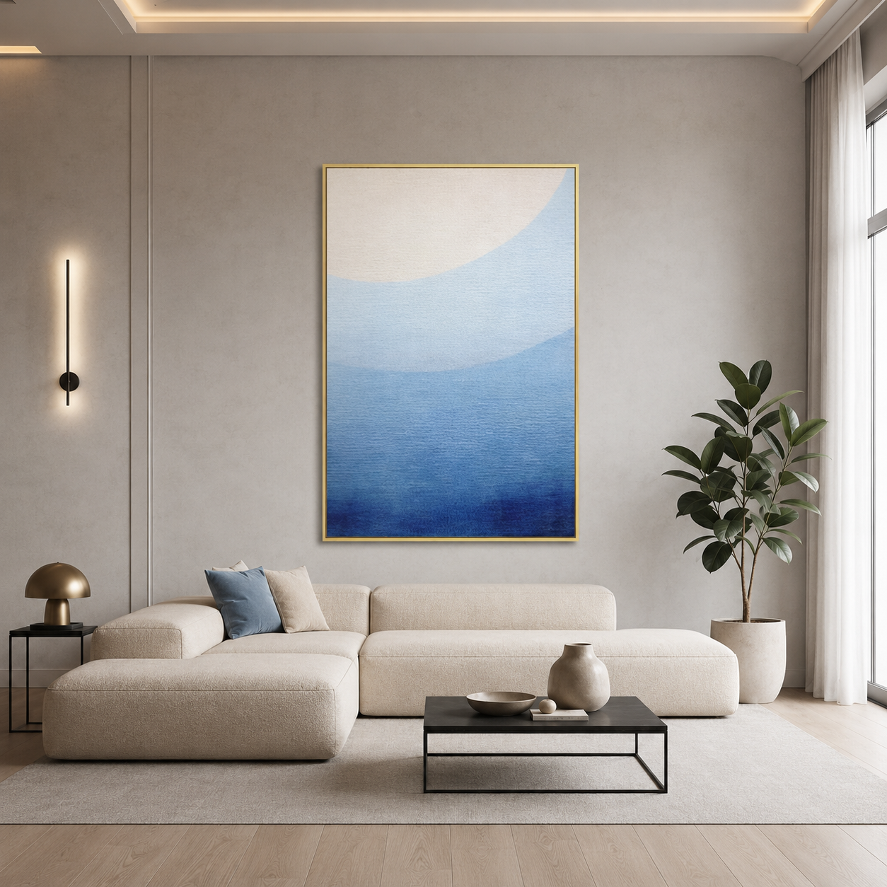 Blue Gradient Minimalist Abstract Painting #Kiss 132