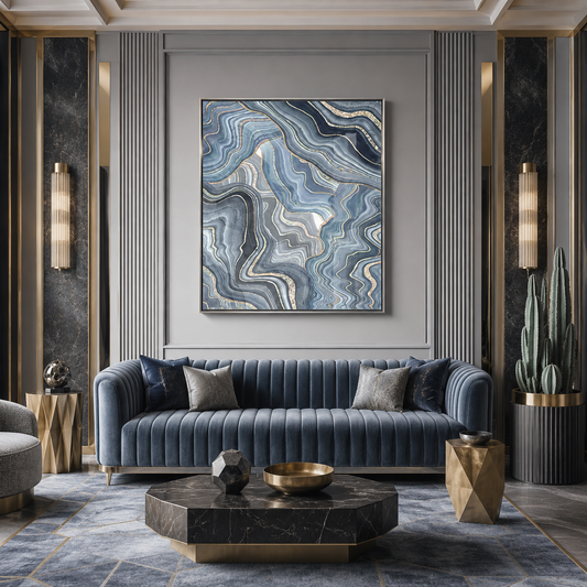 Blue Agate Marble Abstract Painting #Kiss 136
