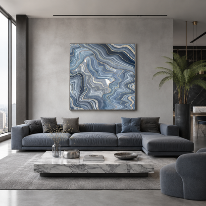 Blue Agate Marble Abstract Painting #Kiss 136
