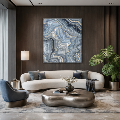 Blue Agate Marble Abstract Painting #Kiss 136