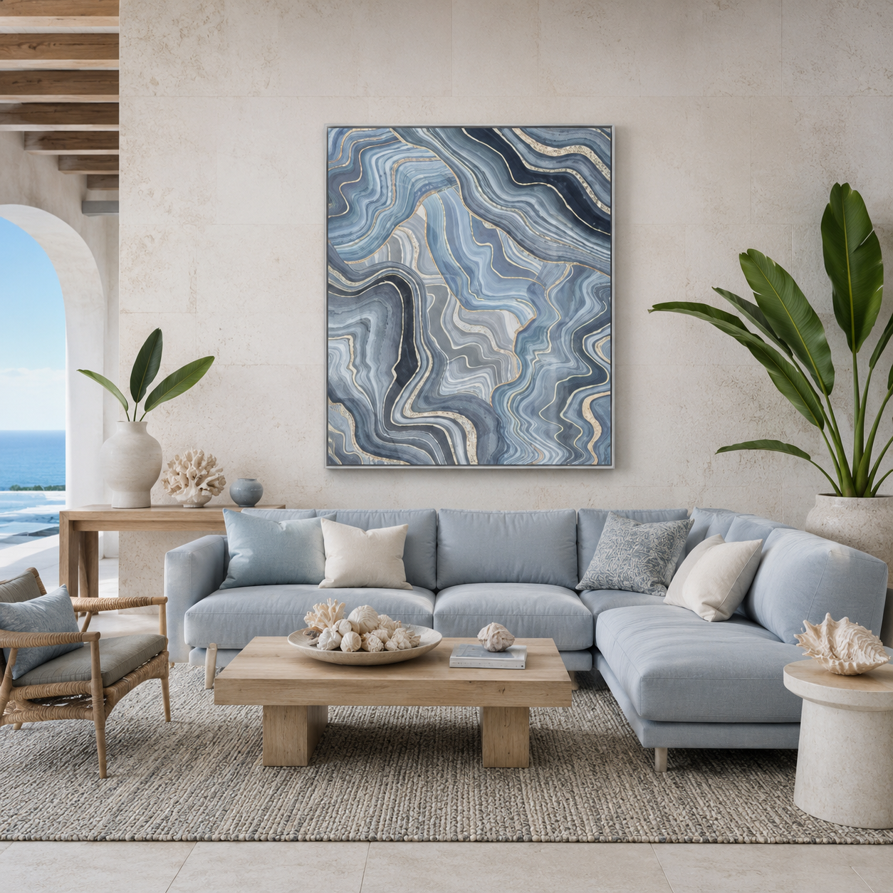 Blue Agate Marble Abstract Painting #Kiss 136