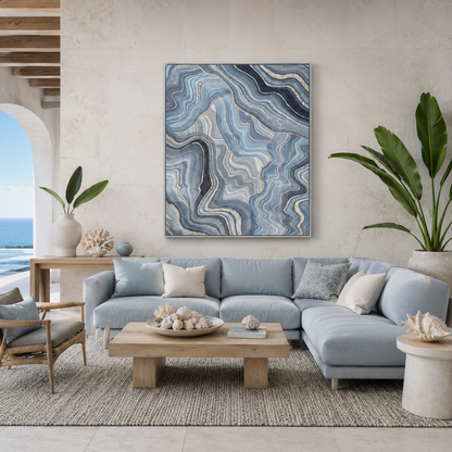 Blue Agate Marble Abstract Painting #Kiss 136