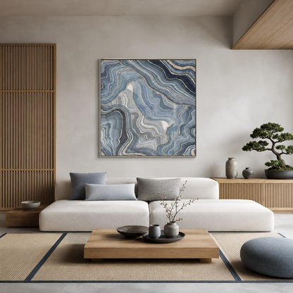Blue Agate Marble Abstract Painting #Kiss 136