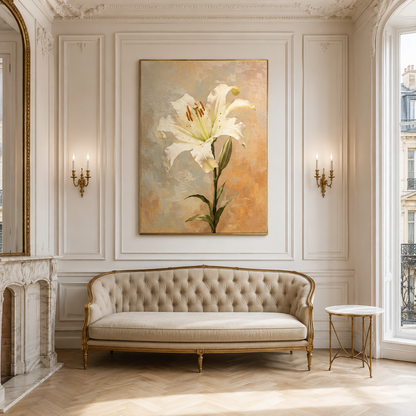 Elegant White Lily Floral Painting #Kiss 139