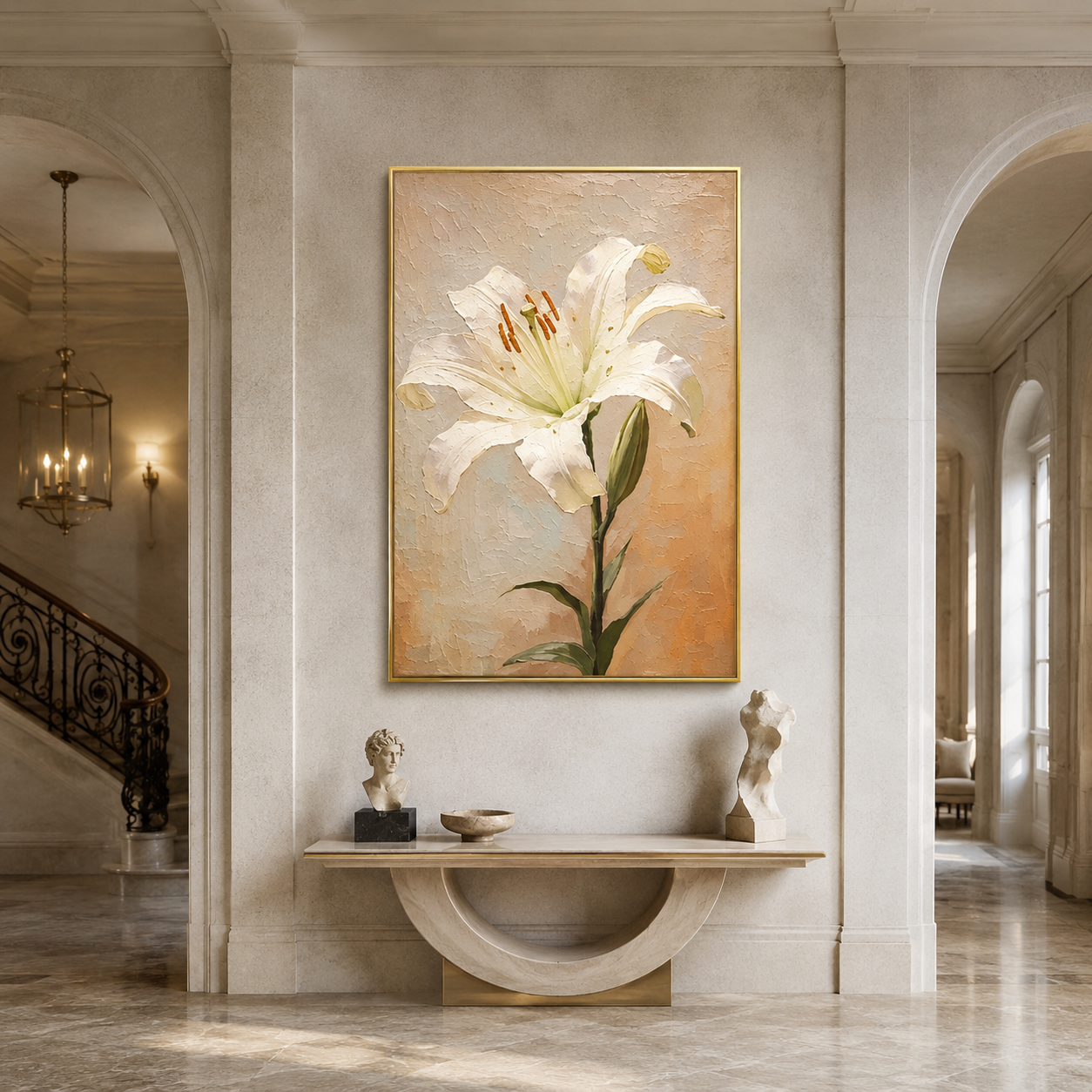 Elegant White Lily Floral Painting #Kiss 139