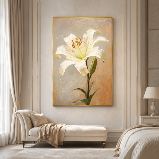 Elegant White Lily Floral Painting #Kiss 139