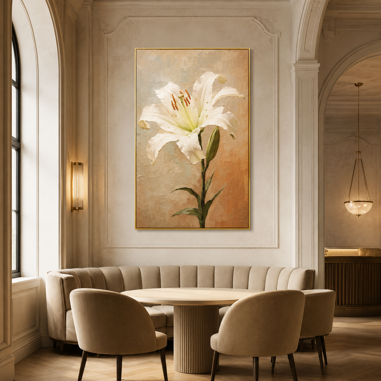 Elegant White Lily Floral Painting #Kiss 139