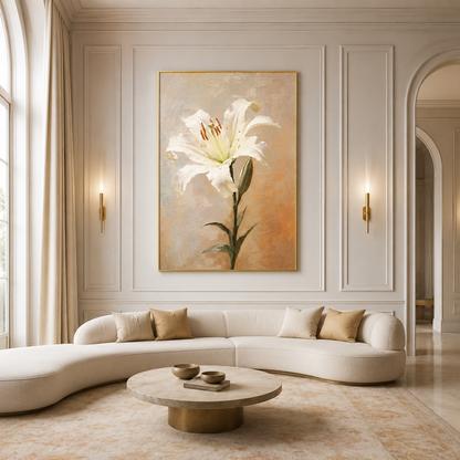 Elegant White Lily Floral Painting #Kiss 139