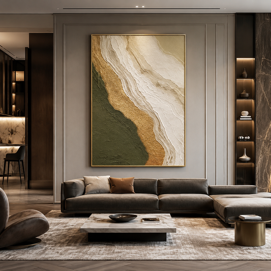 Green Earth Flow Textured Painting #Kiss 142