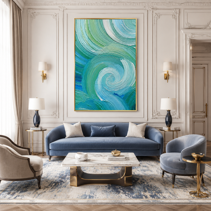 Turquoise Swirl Textured Painting #Kiss 144