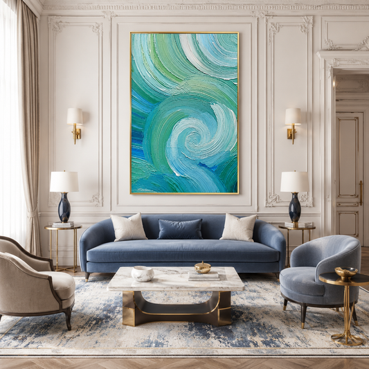 Turquoise Swirl Textured Painting #Kiss 144