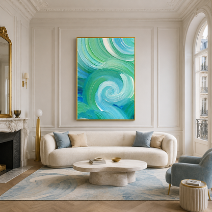 Turquoise Swirl Textured Painting #Kiss 144