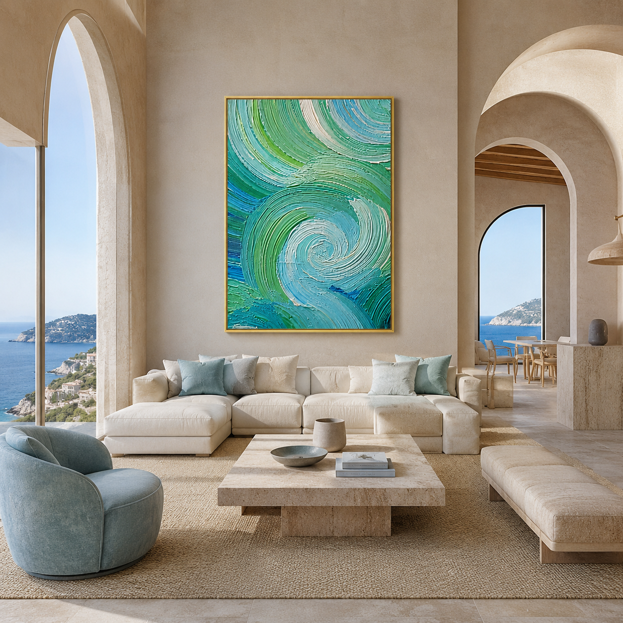 Turquoise Swirl Textured Painting #Kiss 144