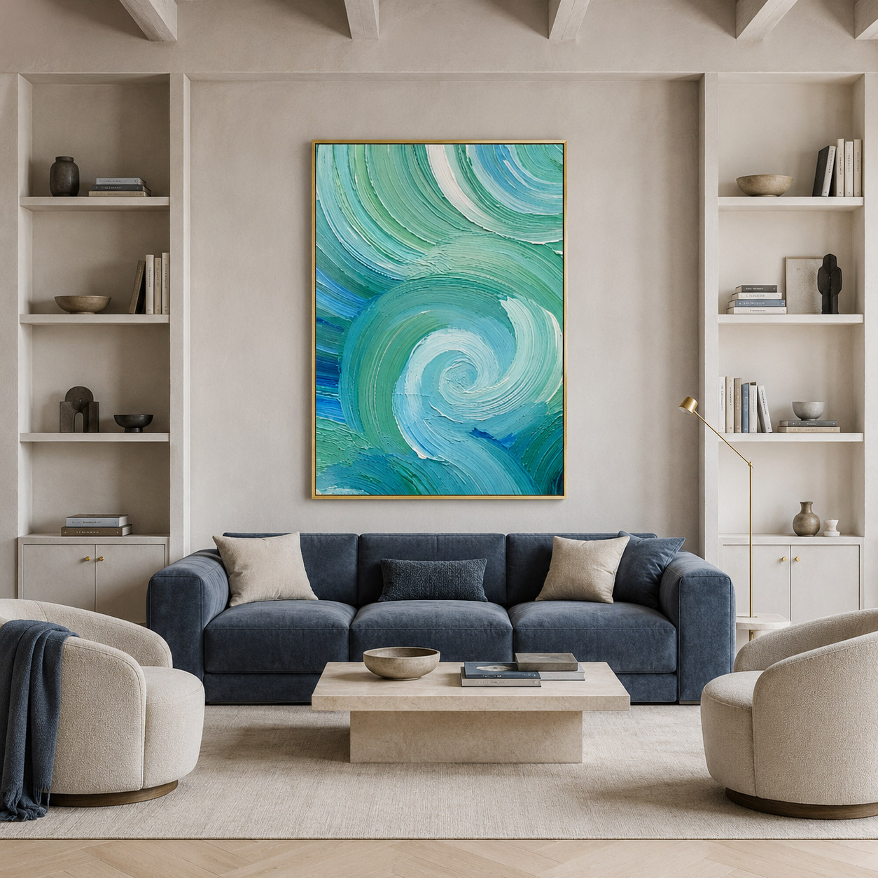 Turquoise Swirl Textured Painting #Kiss 144