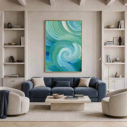 Turquoise Swirl Textured Painting #Kiss 144