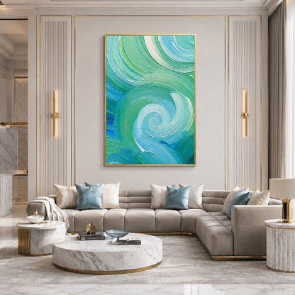 Turquoise Swirl Textured Painting #Kiss 144