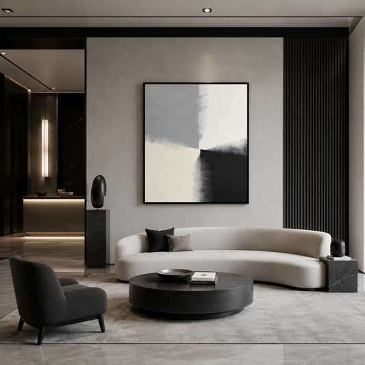 Minimal Black White Abstract Painting #Kiss 147