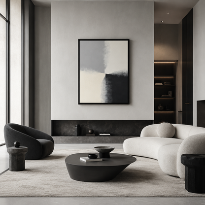 Minimal Black White Abstract Painting #Kiss 147