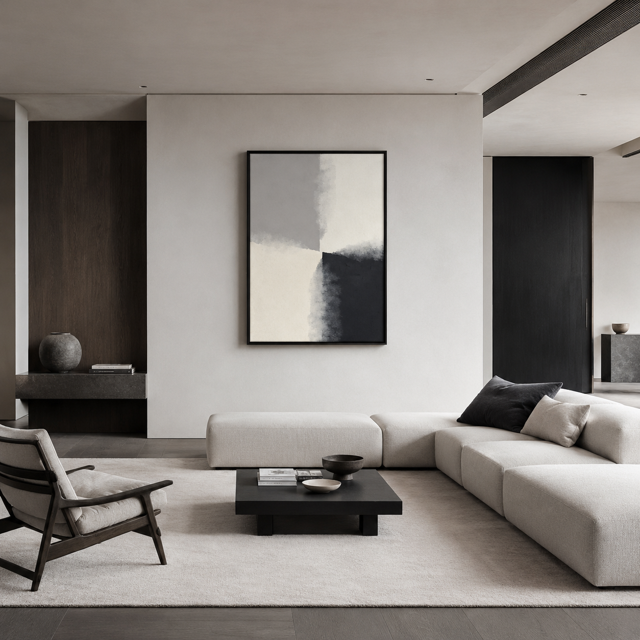 Minimal Black White Abstract Painting #Kiss 147