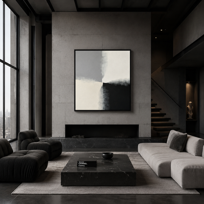 Minimal Black White Abstract Painting #Kiss 147