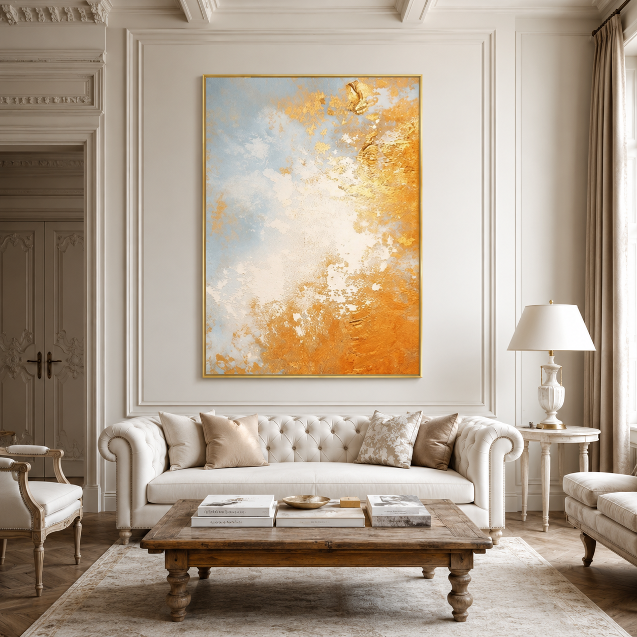 Golden Sky Abstract Painting #Kiss 152