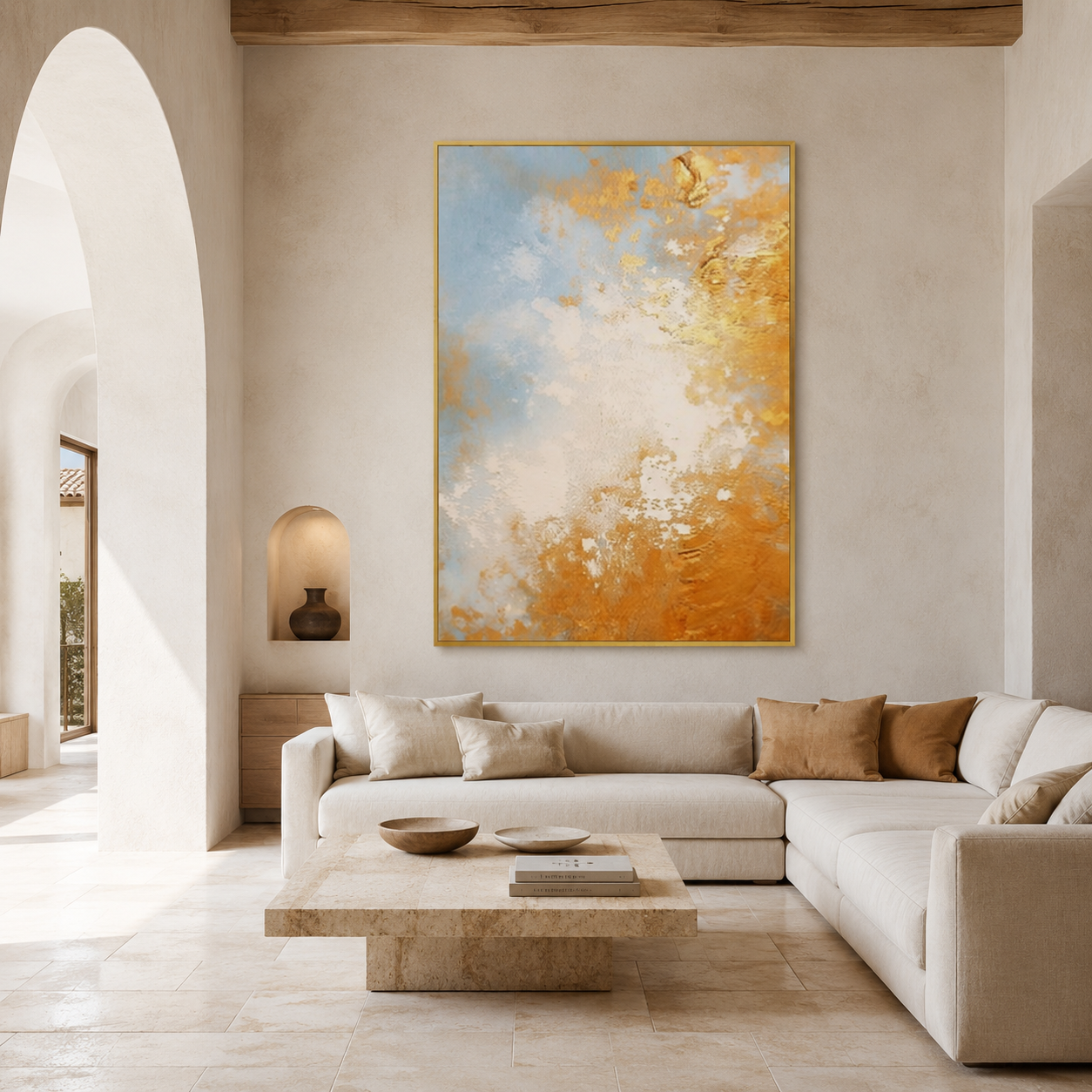 Golden Sky Abstract Painting #Kiss 152
